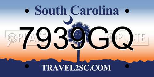 7939GQ South Carolina License Plate