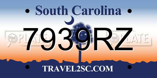 7939RZ South Carolina License Plate