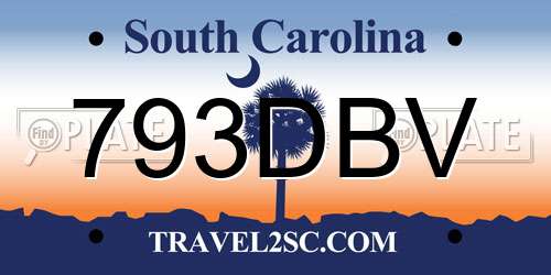 793DBV South Carolina License Plate