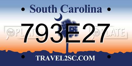793E27 South Carolina License Plate