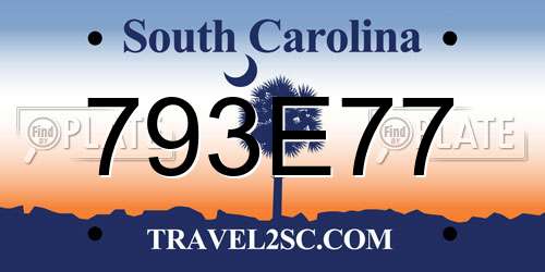 793E77 South Carolina License Plate
