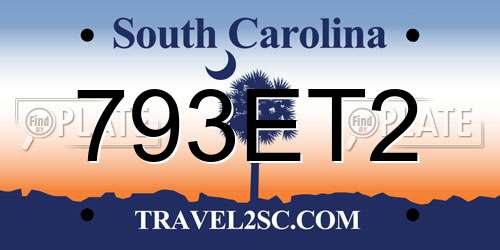 793ET2 South Carolina License Plate