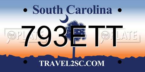 793ETT South Carolina License Plate