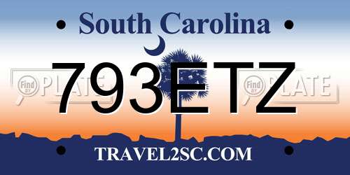 793ETZ South Carolina License Plate