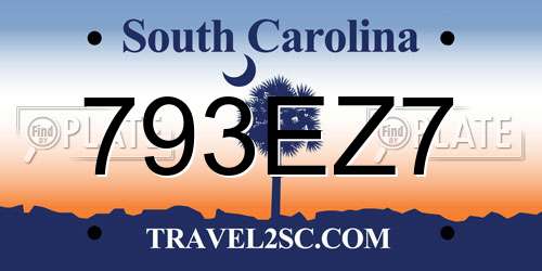 793EZ7 South Carolina License Plate