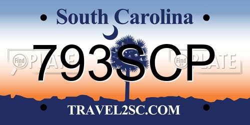 793SCP South Carolina License Plate