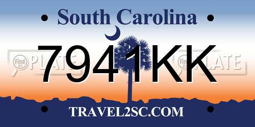 7941KK South Carolina License Plate