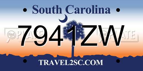 7941ZW South Carolina License Plate