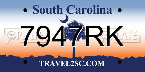 7947RK South Carolina License Plate