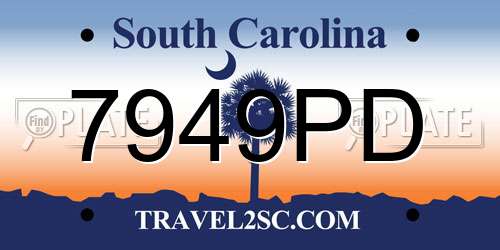 7949PD South Carolina License Plate