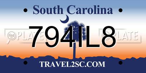 794IL8 South Carolina License Plate