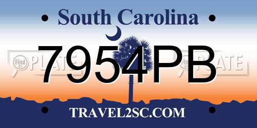 7954PB South Carolina License Plate