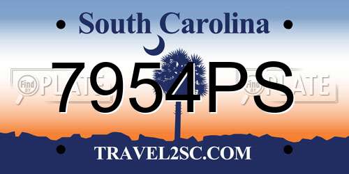 7954PS South Carolina License Plate