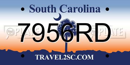 7956RD South Carolina License Plate