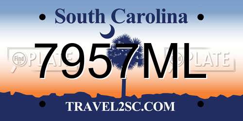 7957ML South Carolina License Plate