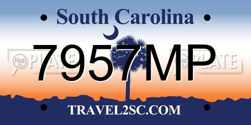 7957MP South Carolina License Plate