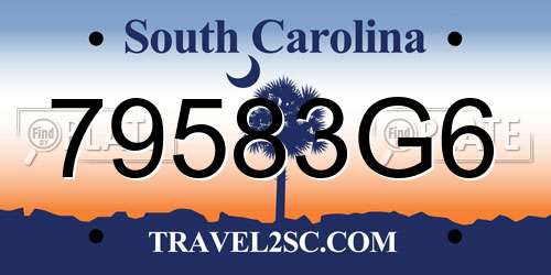 79583G6 South Carolina License Plate