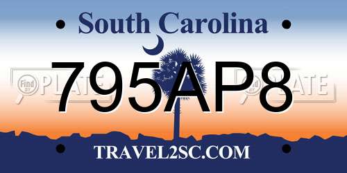 795AP8 South Carolina License Plate
