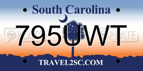 795UWT South Carolina License Plate