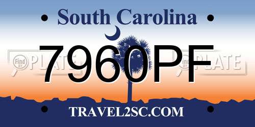 7960PF South Carolina License Plate