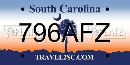 796AFZ South Carolina License Plate