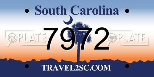 7972 South Carolina License Plate