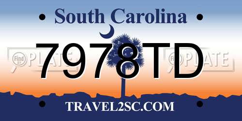7978TD South Carolina License Plate