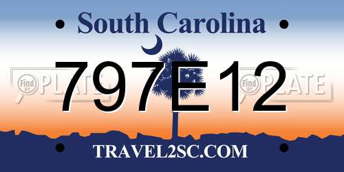 797E12 South Carolina License Plate