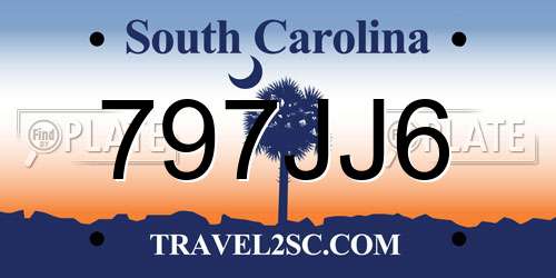 797JJ6 South Carolina License Plate