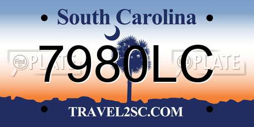 7980LC South Carolina License Plate
