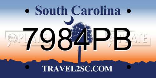 7984PB South Carolina License Plate