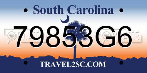 79853G6 South Carolina License Plate