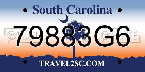 79883G6 South Carolina License Plate