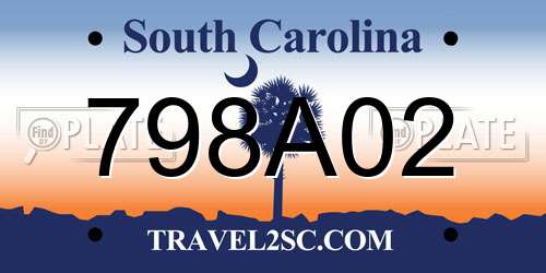 798A02 South Carolina License Plate