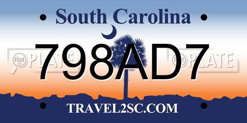 798AD7 South Carolina License Plate