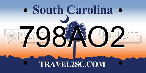 798AO2 South Carolina License Plate