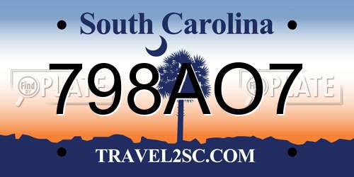 798AO7 South Carolina License Plate