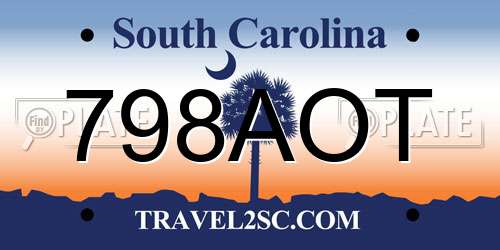 798AOT South Carolina License Plate