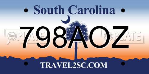 798AOZ South Carolina License Plate