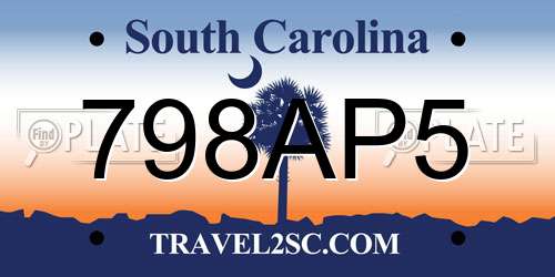 798AP5 South Carolina License Plate
