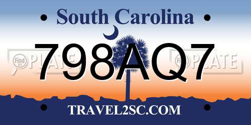 798AQ7 South Carolina License Plate