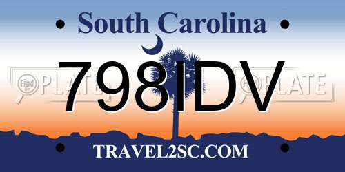 798IDV South Carolina License Plate