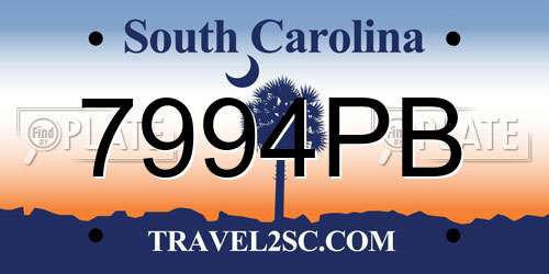 7994PB South Carolina License Plate