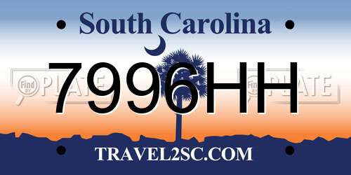7996HH South Carolina License Plate