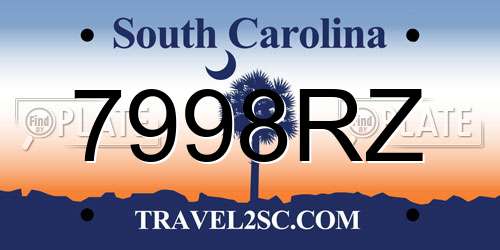 7998RZ South Carolina License Plate