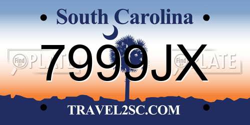 7999JX South Carolina License Plate