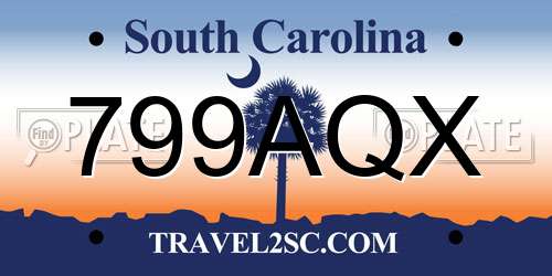799AQX South Carolina License Plate