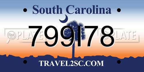 799I78 South Carolina License Plate