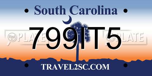 799IT5 South Carolina License Plate