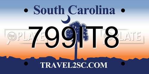 799IT8 South Carolina License Plate